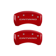 Laden Sie das Bild in den Galerie-Viewer, MGP 4 Caliper Covers Engraved Front &amp; Rear Gen 4/Camaro Red finish silver ch