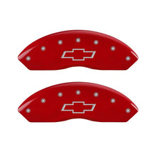 Charger l&#39;image dans la galerie, MGP Front set 2 Caliper Covers Engraved Front Bowtie Red finish silver ch