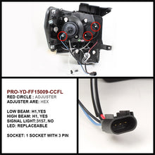 Carica l&#39;immagine nel visualizzatore di Gallery, Spyder Ford F150 09-14 Projector Headlights Halogen Model- CCFL Halo LED Blk PRO-YD-FF15009-CCFL-BK