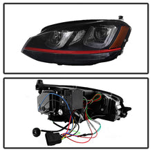 Charger l&#39;image dans la galerie, Spyder Volkswagen Golf VII 14-16 Projector Headlights DRL LED Red Stripe Blk PRO-YD-VG15-RED-DRL-BK