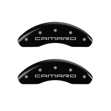 Carica l&#39;immagine nel visualizzatore di Gallery, MGP 4 Caliper Covers Engraved Front Gen 4/Camaro Engraved Rear Gen 4/Z28 Black finish silver ch