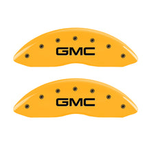 Cargar imagen en el visor de la galería, MGP Front set 2 Caliper Covers Engraved Front GMC Yellow finish black ch