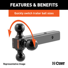 Carica l&#39;immagine nel visualizzatore di Gallery, Curt Multi-Ball Mount (2-1/2in Hollow Shank 1-7/8in 2in &amp; 2-5/16in Black Balls)
