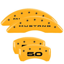 Charger l&#39;image dans la galerie, MGP 4 Caliper Covers Engraved Front 2015/Mustang Engraved Rear 2015/50 Yellow finish black ch