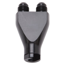 Carica l&#39;immagine nel visualizzatore di Gallery, Russell Performance Billet Y-Block Adapter 3/8in SAE Qick Disconnect (2) -6AN Male Flare Black