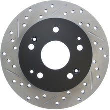 Cargar imagen en el visor de la galería, StopTech 02-06 Acura RSX Incl. Type S / 97-01 Integra Type R Slotted &amp; Drilled Right Rear Rotor