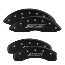 Cargar imagen en el visor de la galería, MGP Front set 2 Caliper Covers Engraved Front Bowtie Black finish silver ch