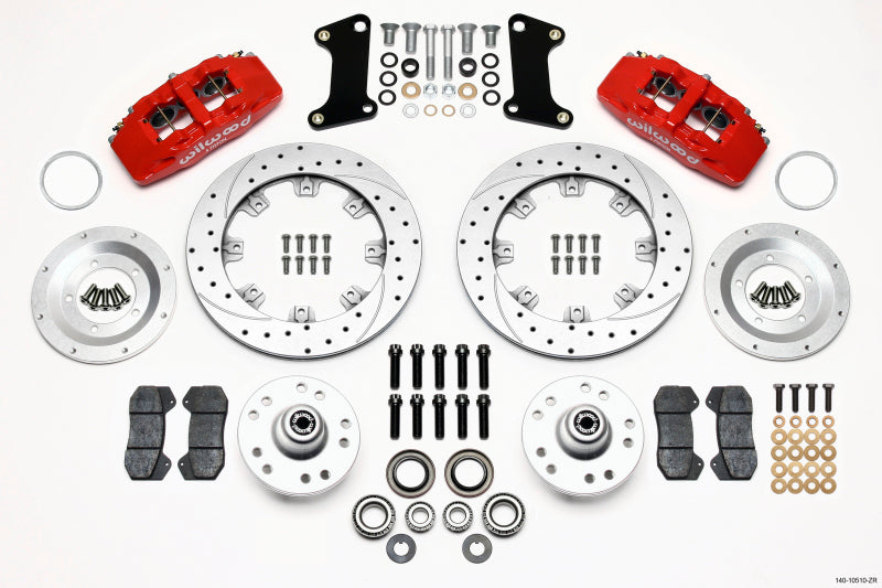 Wilwood Dynapro 6 Front Hub Kit 12.19in Drill-Zinc Red 67-69 Camaro 64-72 Nova Chevelle