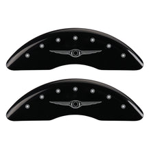 Laden Sie das Bild in den Galerie-Viewer, MGP 4 Caliper Covers Engraved Front &amp; Rear Style 1/Chrysler Wing Black finish silver ch