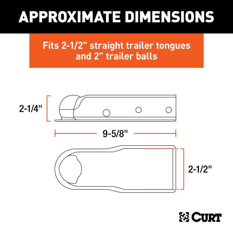 Curt QuickPin No-Latch 2in Trailer Coupler (2.5in Channel, 3,500 lbs)