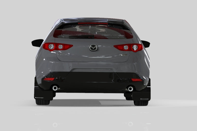 Rally Armor 2019+ Mazda3 GT Sport Hatch UR White Mud Flap w/ Black Logo
