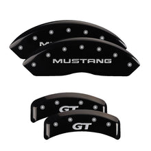 Charger l&#39;image dans la galerie, MGP 4 Caliper Covers Engrvd Front No bolts/Tbird Engrvd Rear/Tbird Emblem Blk fnsh slvr ch