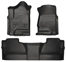 Carica l'immagine nel visualizzatore di Gallery, Husky Liners 14 Chevrolet Silverado/GMC Sierra WeatherBeater Black Front &amp; 2nd Seat Floor Liners