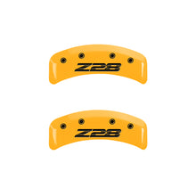 Cargar imagen en el visor de la galería, MGP 4 Caliper Covers Engraved Front Camaro Rear Z28 Yellow Finish Black Char 1997 Chevy Camaro