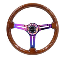 गैलरी व्यूवर में इमेज लोड करें, NRG Reinforced Steering Wheel (350mm / 3in. Deep) Brown Wood w/Blk Matte Spoke/Neochrome Center Mark