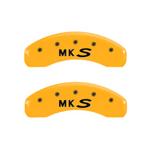 Cargar imagen en el visor de la galería, MGP 4 Caliper Covers Engraved Front Lincoln Engraved Rear MKS Yellow finish black ch