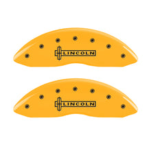 Carica l&#39;immagine nel visualizzatore di Gallery, MGP 4 Caliper Covers Engraved Front Lincoln Engraved Rear Star logo Yellow finish black ch