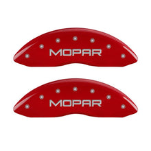 Cargar imagen en el visor de la galería, MGP Front set 2 Caliper Covers Engraved Front MOPAR Red finish silver ch