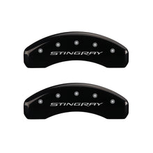 Charger l&#39;image dans la galerie, MGP 4 Caliper Covers Engraved Front &amp; Rear Stingray Black finish silver ch