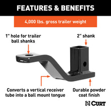 Carica l&#39;immagine nel visualizzatore di Gallery, Curt Vertical Receiver Ball Mount (2in Shank 4000lbs)