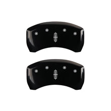 Cargar imagen en el visor de la galería, MGP 4 Caliper Covers Engraved Front Lincoln Engraved Rear Star logo Black finish silver ch