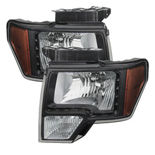 Carica l&#39;immagine nel visualizzatore di Gallery, Xtune Ford F150 09-14 Amber Crystal LED Headlights Black HD-JH-FF15009-LED-AM-BK