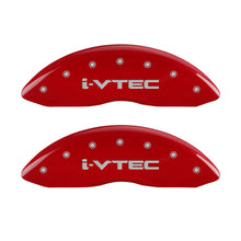 Carica l&#39;immagine nel visualizzatore di Gallery, MGP 4 Caliper Covers Engraved Front &amp; Rear I-Vtec Red Finish Silver Char 2017 Acura ILX