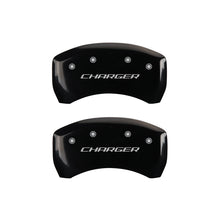 Carica l&#39;immagine nel visualizzatore di Gallery, MGP 4 Caliper Covers Engraved Front &amp; Rear Block/Charger Black finish silver ch