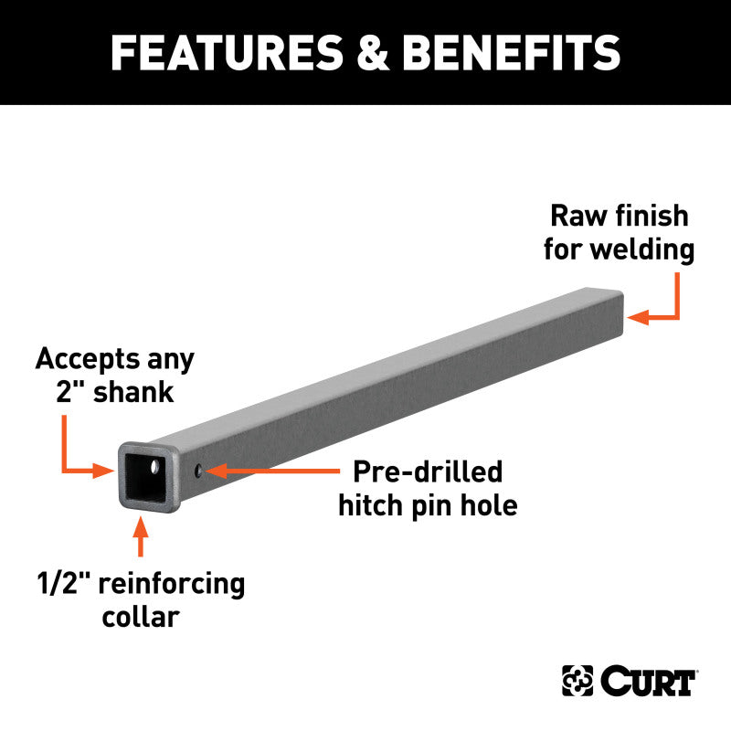 Curt 48in Raw Steel Receiver Tubing (2in Receiver)