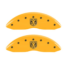 Cargar imagen en el visor de la galería, MGP 4 Caliper Covers Engraved Front Ram Rear Ramhead Yellow Finish Black Char 2007 Dodge Durango