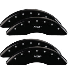 Cargar imagen en el visor de la galería, MGP 4 Caliper Covers Engraved Front &amp; Rear Bowtie Yellow finish black ch