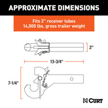 Carica l&#39;immagine nel visualizzatore di Gallery, Curt SecureLatch Receiver-Mount Pintle Hook (14000lbs 2in Shank 2-1/2in / 3in Lunette)