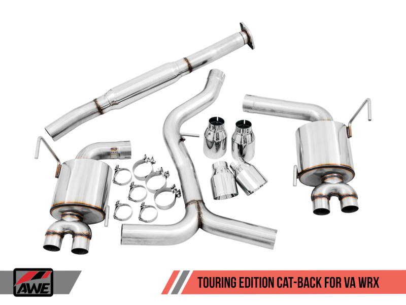 AWE Tuning Subaru 15+ WRX VA Sedan Touring Edition Exhaust - Chrome Silver Tips (102mm)