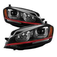 Charger l&#39;image dans la galerie, Spyder Volkswagen Golf VII 14-16 Projector Headlights DRL LED Red Stripe Blk PRO-YD-VG15-RED-DRL-BK