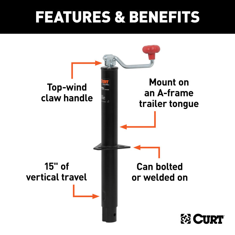 Curt A-Frame Jack w/Top Handle (5000lbs 15in Travel)