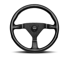 Charger l&#39;image dans la galerie, Momo Montecarlo Steering Wheel 320 mm - Black Leather/Red Stitch/Black Spokes