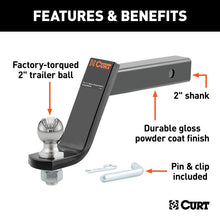 Carica l&#39;immagine nel visualizzatore di Gallery, Curt Loaded Ball Mount w/2in Ball (2in Shank 7500lbs 6in Drop)