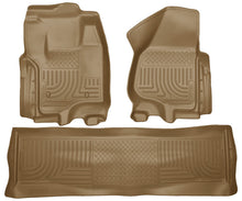 Laden Sie das Bild in den Galerie-Viewer, Husky Liners 2012.5 Ford SD Crew Cab WeatherBeater Combo Tan Floor Liners (w/o Manual Trans Case)