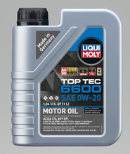 Charger l'image dans la galerie, LIQUI MOLY 1L Top Tec 6600 Motor Oil 0W20 - Single