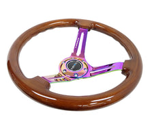 गैलरी व्यूवर में इमेज लोड करें, NRG Reinforced Steering Wheel (350mm / 3in. Deep) Brown Wood w/Blk Matte Spoke/Neochrome Center Mark