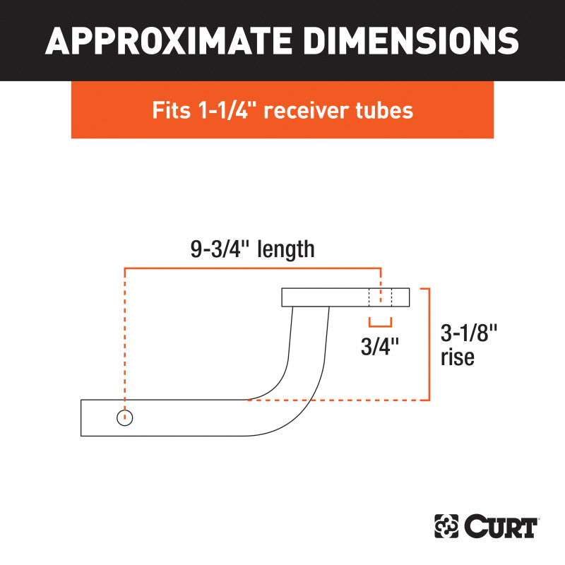Curt Class 2 Ball Mount (1-1/4in Shank 3500lbs 3-1/8in Rise 9-3/4in Long)