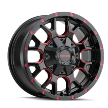 Cargar imagen en el visor de la galería, Mayhem 8015 Warrior 17x9 / 5x127 BP / 18mm Offset / 87mm Hub Black w/ Prism Red Wheel