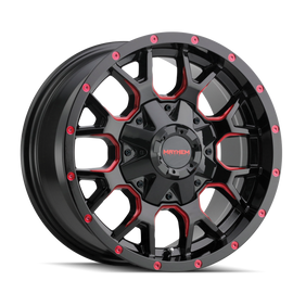 Mayhem 8015 Warrior 18x9 / 5x127 BP / -12mm Offset / 87mm Hub Black w/ Prism Red Wheel