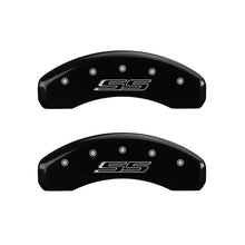 Cargar imagen en el visor de la galería, MGP 4 Caliper Covers Engraved Front Gen 5/Camaro Engraved Rear Gen 5/SS Black finish silver ch