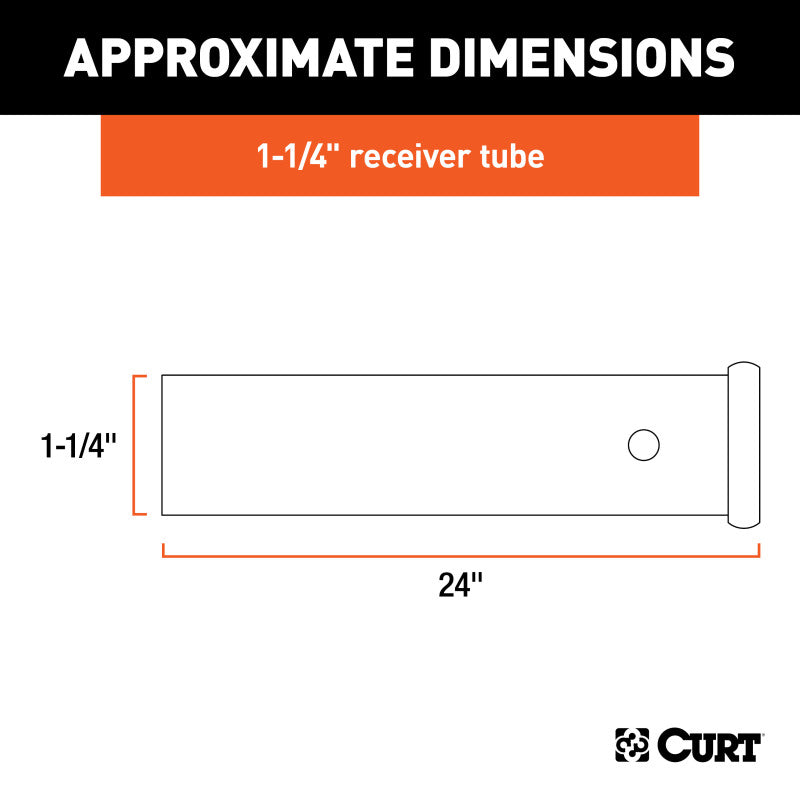 Curt 24in Raw Steel Receiver Tubing (1-1/4in Receiver)