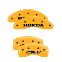 Cargar imagen en el visor de la galería, MGP 4 Caliper Covers Engraved Front Honda Rear CR-V Yellow Finish Black Char 2004 Honda CR-V