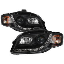 Charger l&#39;image dans la galerie, Spyder Audi A4 06-08 Projector Headlights Halogen Model Only - DRL Black PRO-YD-AA405-DRL-BK