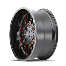 Cargar imagen en el visor de la galería, Mayhem 8107 Cogent 20x9 / 6x135 BP / 0mm Offset / 106mm Hub Black w/ Prism Red Wheel