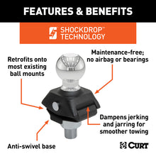 Carica l&#39;immagine nel visualizzatore di Gallery, Curt Rockerball 2-5/16in Cushion Hitch Trailer Ball (1in x 2-1/2in Shank 7500lbs Chrome)