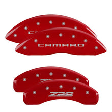 Carica l&#39;immagine nel visualizzatore di Gallery, MGP 4 Caliper Covers Engraved Front Gen 5/Camaro Engraved Rear Gen 5/Z28 Red finish silver ch
